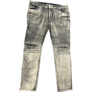 Robin's Jeans The Show Gold Metallic Bling Biker Motorcycle Distressed Pants 41